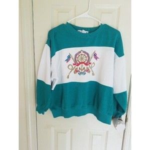 VTG Westport Ltd Embroidered Graphic Sweatshirt Women's Size L Green White